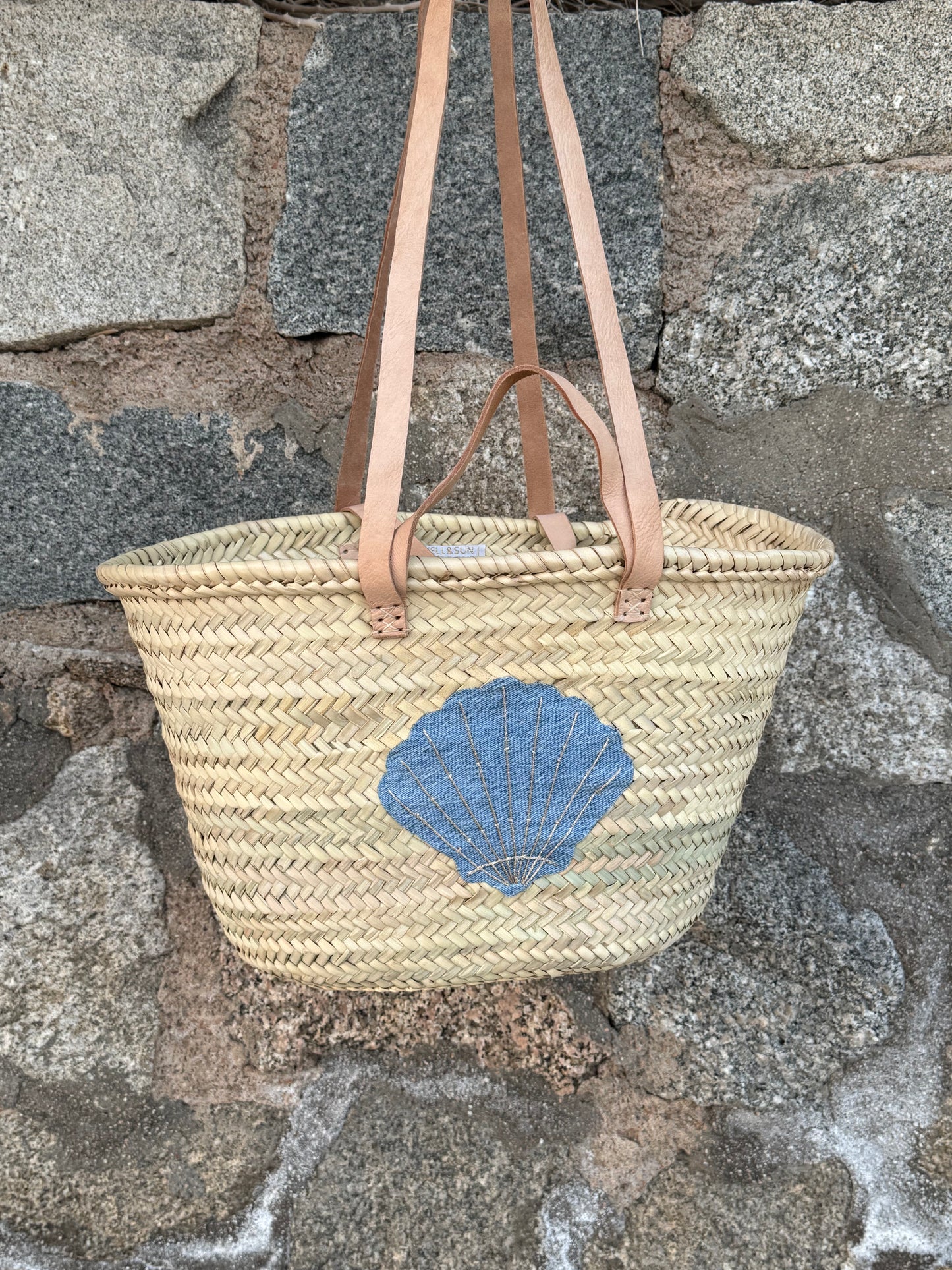 Grand panier Denim — Coquillage