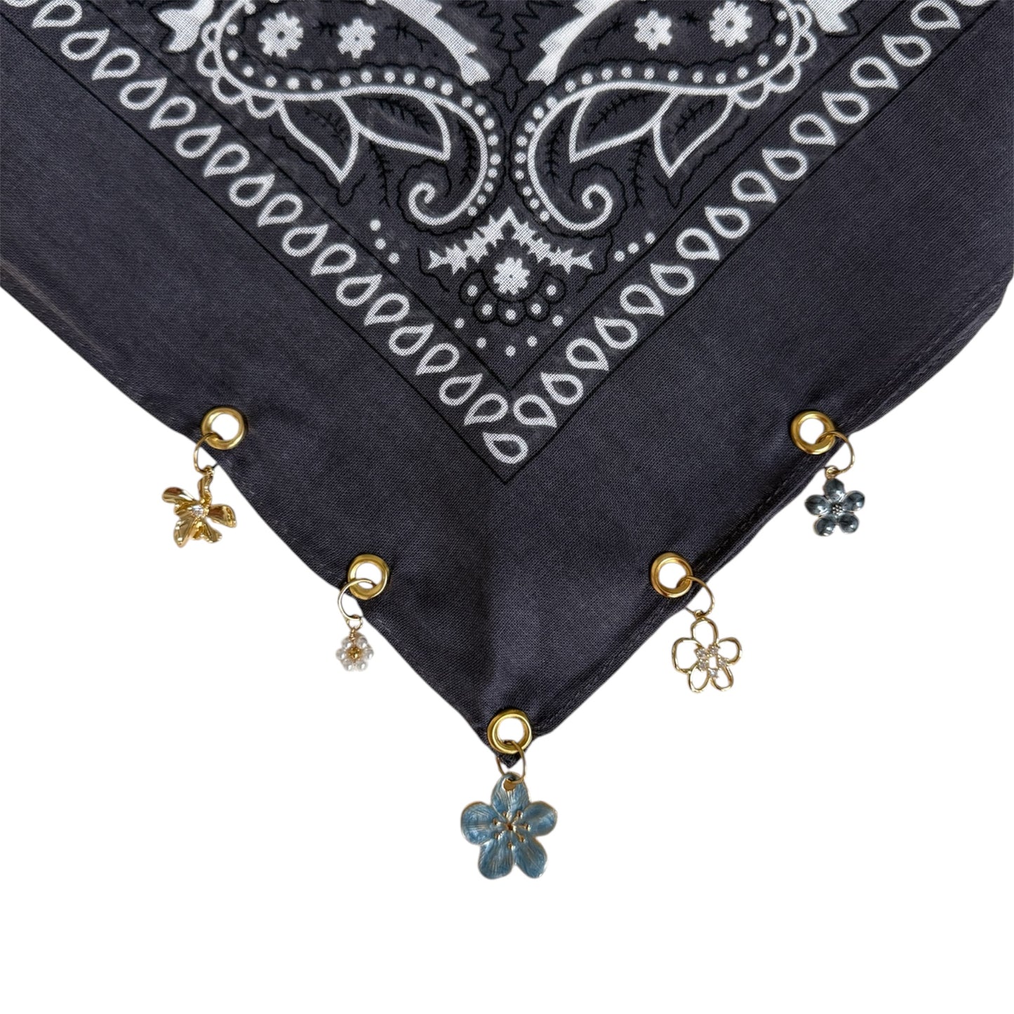 Bandana Gris — Fleurs