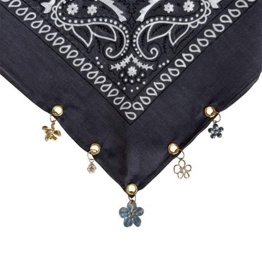 Bandana Gris — Fleurs